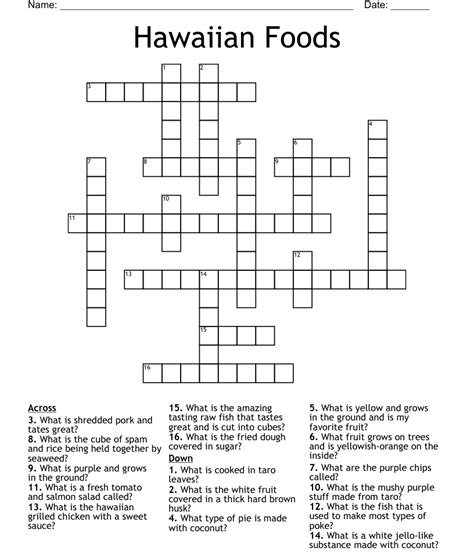 The Crossword Solver found 30 answers to "finger food at a luau", 3 letters crossword clue. The Crossword Solver finds answers to classic crosswords and cryptic crossword puzzles. Enter the length or pattern for better results. Click the answer to find similar crossword clues . Enter a Crossword Clue.